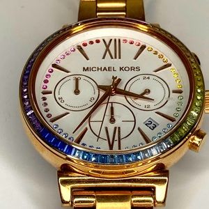 Michael Kors Watch Rose Gold with Rainbow Jewels